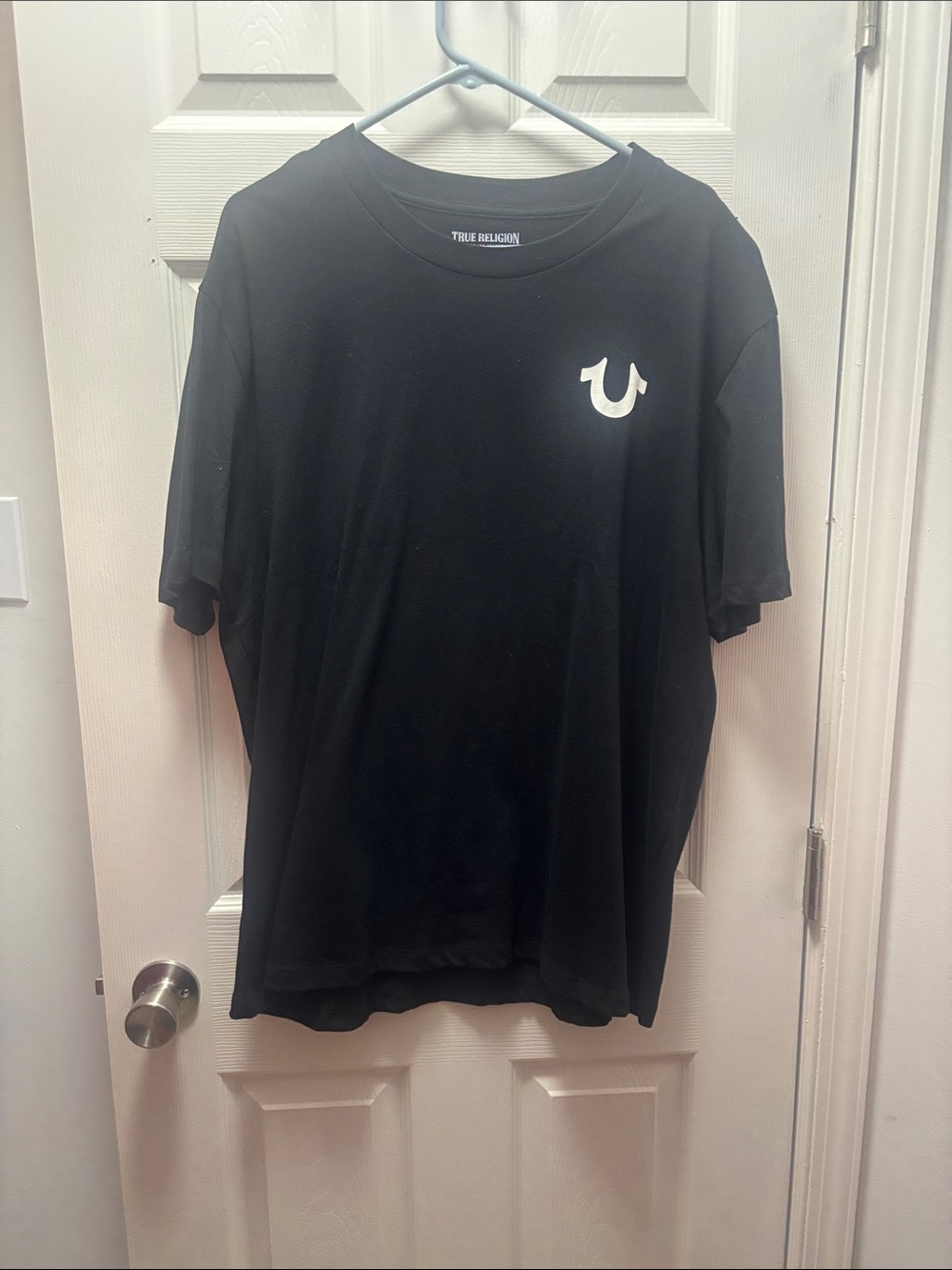 True Religion Black Short-Sleeve Crewneck with White Logo